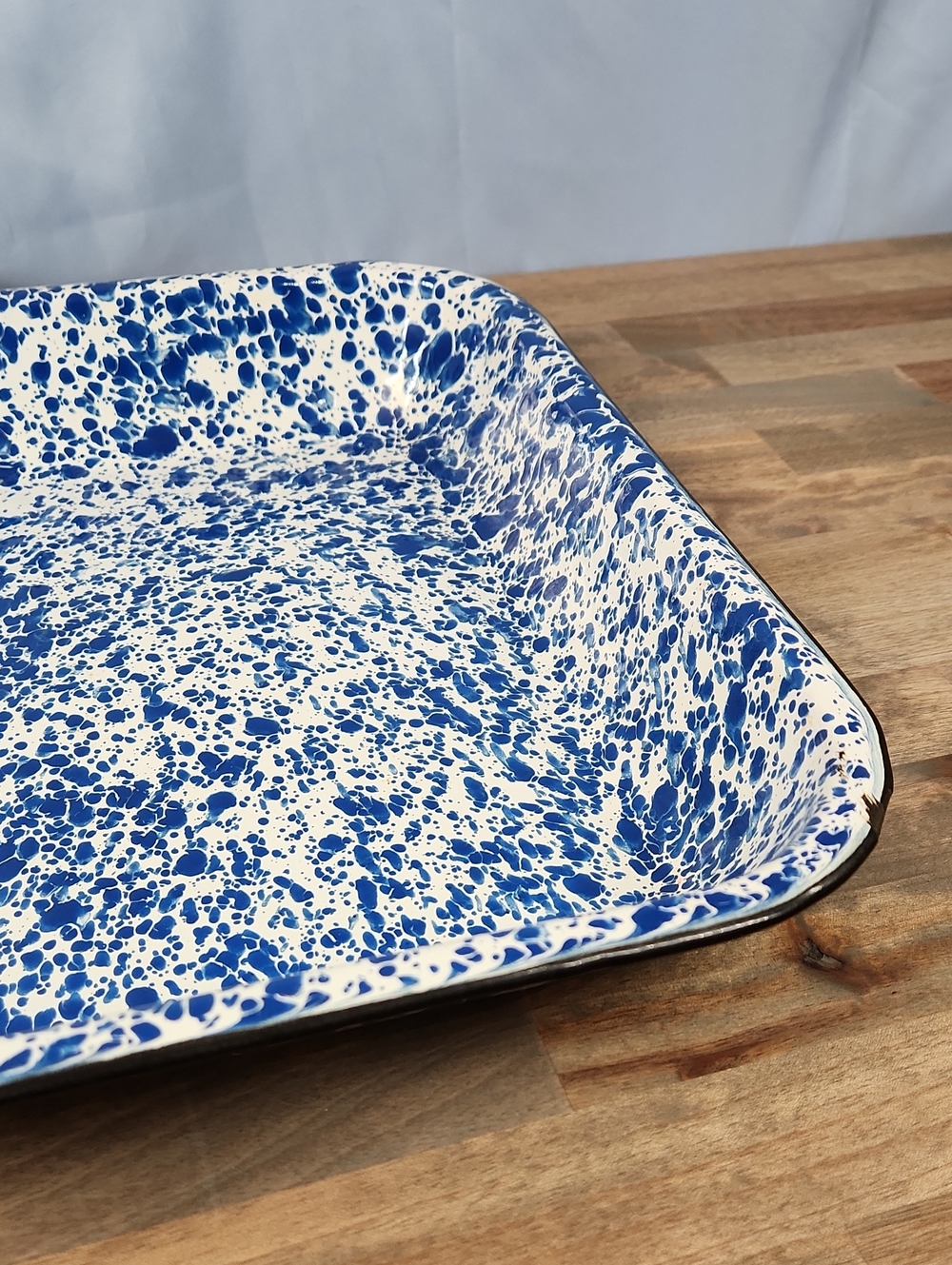 Vintage Blue & White Splatter Enamel Pan - Picture 4 of 10